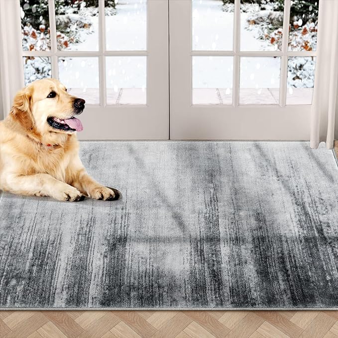 COMSLE Door Mat Soft Absorbent Indoor Front Entryway Rug Machine Washable Entrance Mats for Muddy Paws Non Slip Throw Rugs 20" x 32" Doormat for Inside Foyer Bedroom - Gray