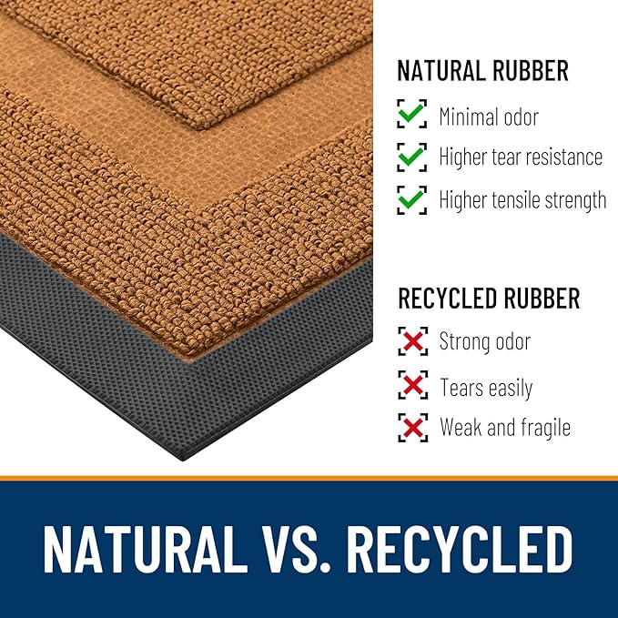 OLANLY Front Door Mat Indoor Outdoor Entrance, Waterproof All-Season, All-Weather Doormat, Sturdy Natural Rubber, Low Profile, Easy Clean Patio Porch Entryway Mat, 71x23, Tangerine Orange