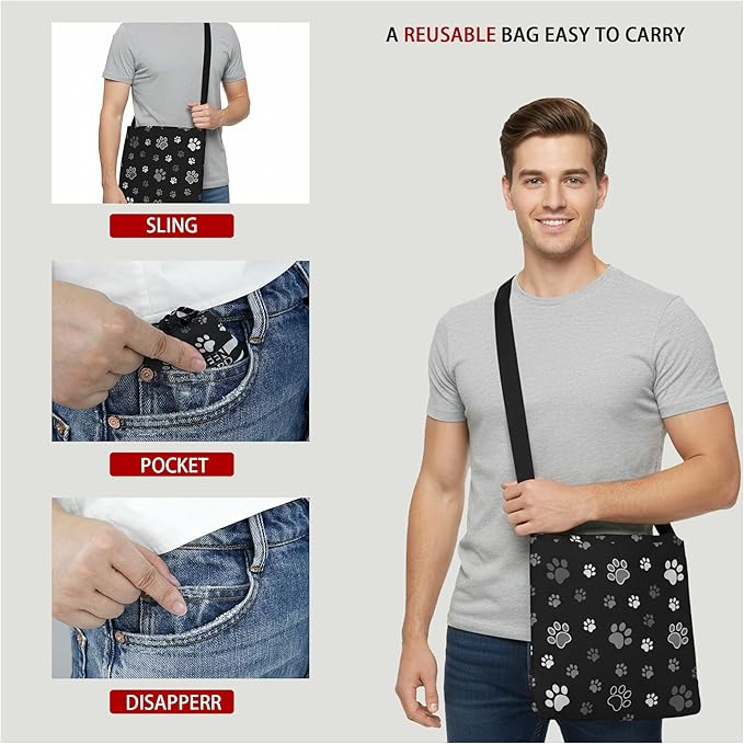 BeeGreen Dragonfly Ultimate Crossbody Tote Bag - Reusable Grocery Shopping Bag - Foldable Compact Portable Machine Washable