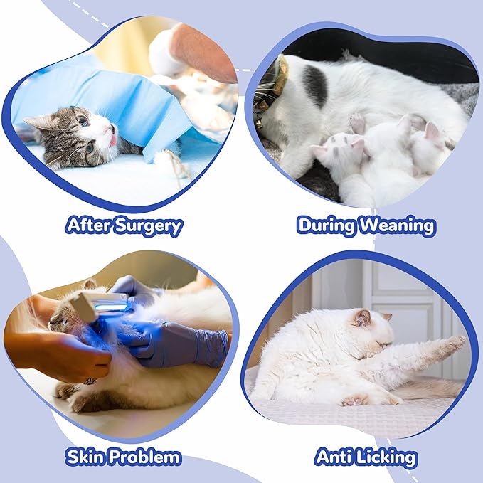 PUMYPOREITY Cat Recovery Suit for Hind Legs, Cat Surgical Spay Suit with Leg Sleeves to Stop Licking, Long Rear Sleeve Wound Cover Abdomen Kitten Onesie, Blue, L