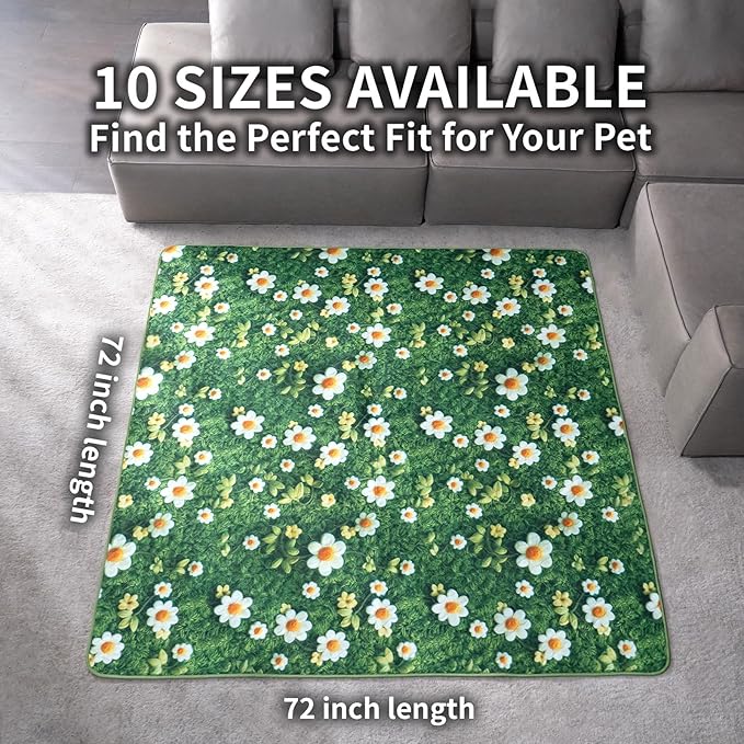 Dog Pee Pads Training Pads Upgrade Triple Thickness All-Purpose Super Absorbent & Leak-Proof, Quick Dry and Leak-Proof and Odor Control (Yellow Daisy on Green, 72" x72"x1PCS)