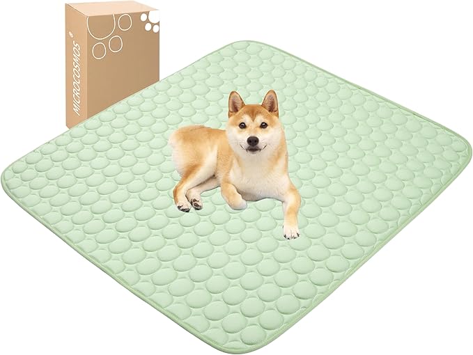 MICROCOSMOS Summer Cooling Mat & Sleeping Pad- Water Absorption Top, Materials Safe, Easy Carry, EZ Clean. Keep Cooling for Pets, Kids and Adults.(Green, 48" x48")