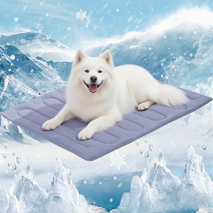 MARUNDA Dog Cooling Mat, No Need to Freeze Or Refrigerate This Cool Pet Pad Cat Mats- Keep Your Pet Cool, Machine Washable (44" x 32"- XL-Crate)