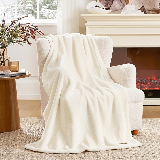 COZY KISS Faux Fur Throw Blanket Twin, Ultra Soft Waterproof Pet Blanket, Cozy Warm Plush Blanket for Bed Sofa Bedroom Living Room, Liquid Pee Proof for Large Dog or Cat, 60x80 inch, Beige