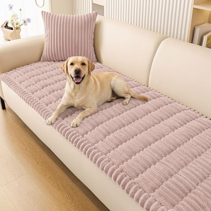 Smiry Couch Cover for Dogs, Non Slip Washable Sofa Protector for Pets, Soft Furniture Cover for Pet, Stylish Sofa Covers, Cozy Protect Against Fur, Dirt & Everyday Messes (Dusty Pink, 35.4" x 88")