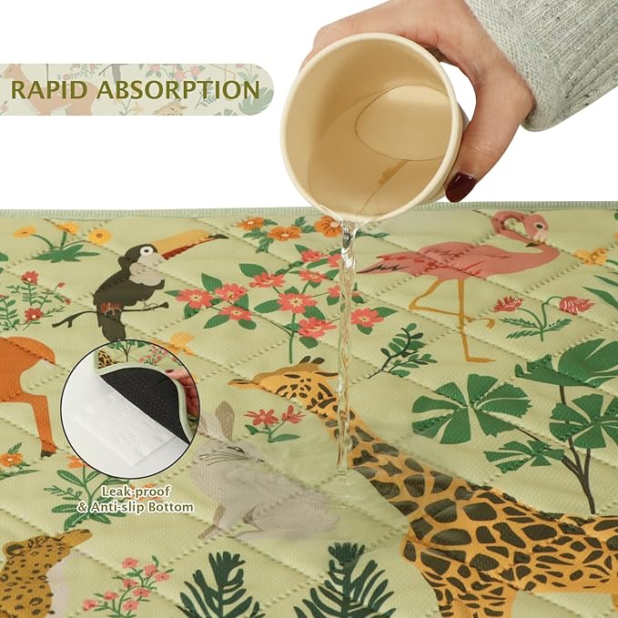 IEUUMLER Washable Pee Pads for Dogs, 2 Pack Forest Pattern Reusable Waterproof Puppy Pads, Non-Slip Super Absorbent Dog Training Pad for Playpen Crate Bed EU013 Green Jungle, 41x41
