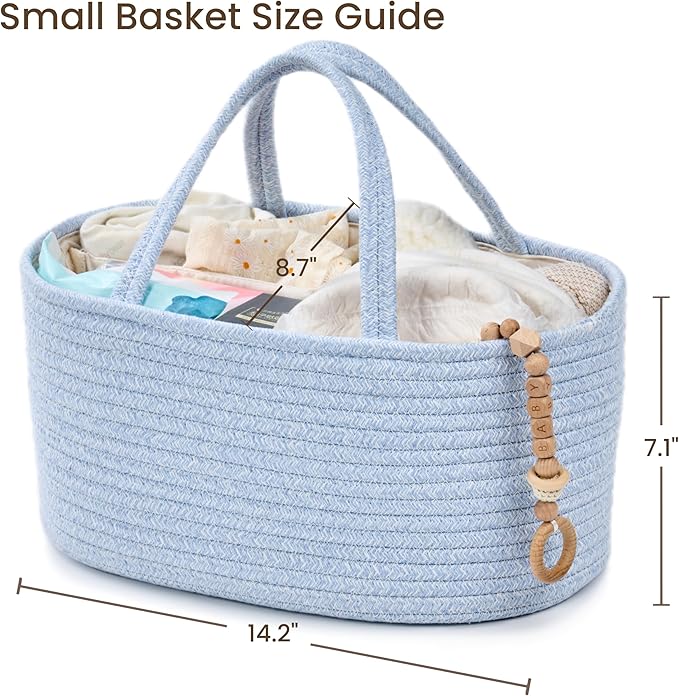 Diaper Caddy Organizer, Empty Gift Basket for Newborn Essentials, Baby Storage Basket, Stylish Gift Bag for Baby Shower, Boys and Girls - Small, Light Blue