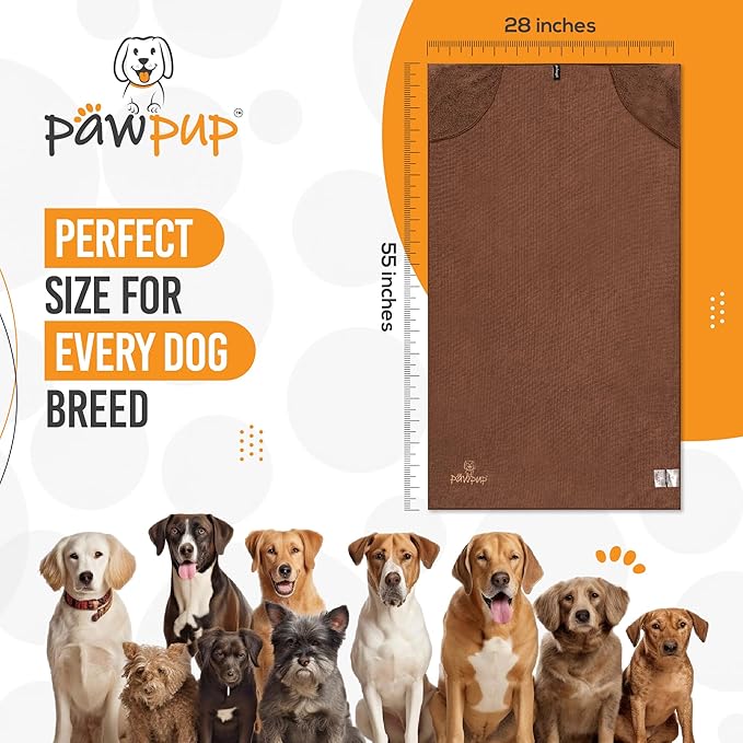 PAWPUP Dog Towels for Drying Dogs Super Absorbent Microfiber Pet Grooming Towel for Dogs, Cats and Other Pets (55 x 28 Inches, Brown)