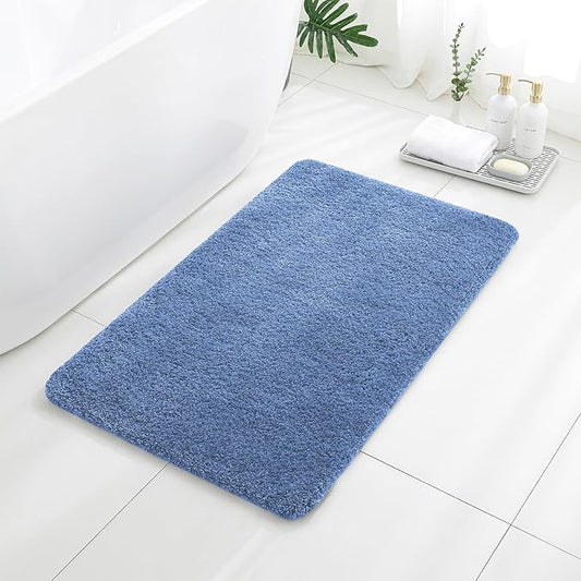 Blue Bathroom Rugs 24"x40" – Large Plush Microfiber Bath Mat, Soft Non Slip Floor Mat, Absorbent and Washable Rug – Perfect for Bathroom or Bedroom Use