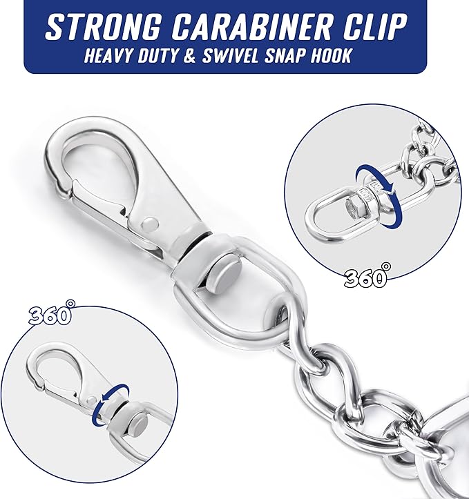 Leash Backup with Dual Clasps Prong Collar Safety Clip Stainless Steel Dog Safety Clip Collars and No Pull Harness Connectors