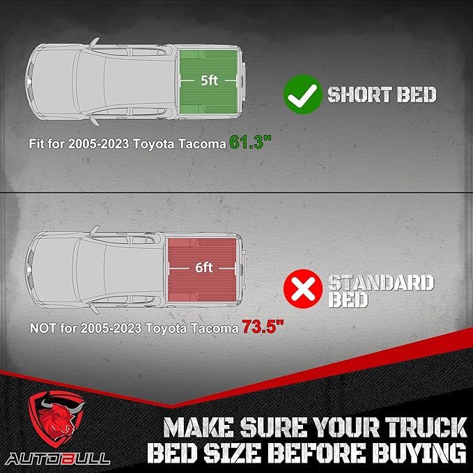 Truck Bed Mat Bed Liner Fit for Toyota Tacoma 2005-2023 (5FT,60.3"), Vehicle Truck Bed Liner Custom Fit All Weather Protection TPE Pickup Car Bed Mat