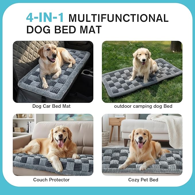 AiQInu Dog Bed for Car Back Seat - Non-Slip, Washable Dog Mat for Car, Plush Soft Comfort Dog Car Seat Cover for Back Seat Extenders, Suitable for Car, Truck, and SUV (25.2" x 50.4")