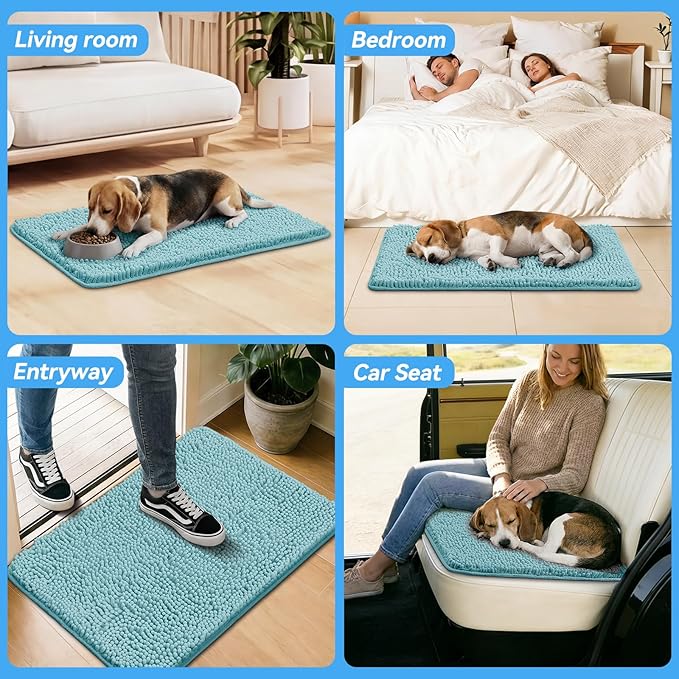 Bcoimo Super Absorbent Dog Door Mat, 36"*24" Anti Slip Mat for Muddy Paws, Pet Rugs for Dirty Paws Washable That Absorbs Moisture and Dirt, for Dog Cage and Pet Resting Carpet