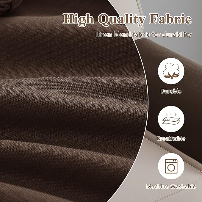 SPWIY Couch Arm Covers Linen Chair Arm Covers Anti-Scratch & Stain Resistant Furniture Protector for Sofa Set of 2 Washable Recliner Armrest Cover for Pets, 20" W x 24" L, Coffee