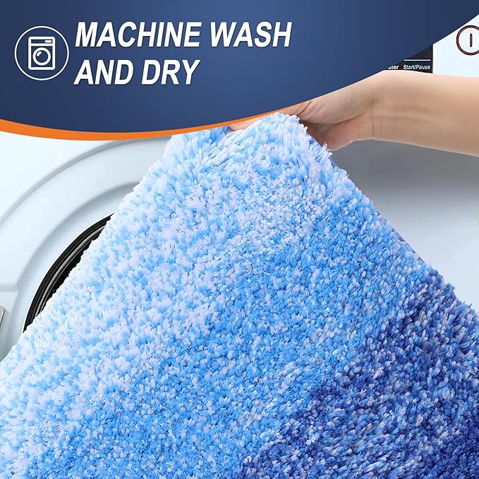 OLANLY Bathroom Runner Rugs 45x27, Extra Soft Absorbent Microfiber Bath Rugs, Rubber Backing, Quick Dry, Washable Bath Mats for Bathroom Floor, Tub and Shower, Home Decor Accessories, Light Royal Blue