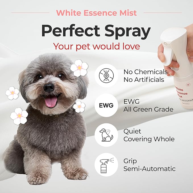 JAYU PET White Essence Mist - Dog Itch Relief, Hypoallergenic Soothing Spray, Dandruff & Dry Skin Spray (5.8fl oz, 170ml)