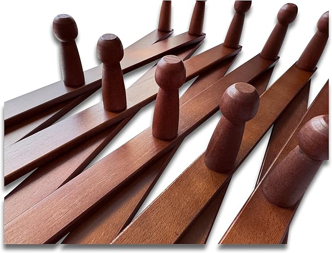 Mercurial Trade Expandable Wooden Coat Rack Hanger – Accordion Wall Mounted Pine Wood Hooks – Hand Made Vintage Expending Pegs – Hang Coat, Jacket, Hat, Leash, Towel, Mug, Bag – 17 Hook, Dark Walnut