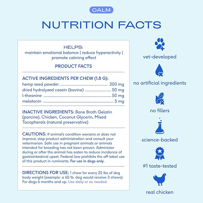 Native Pet Calming Chews for Dogs - Melatonin for Dogs Anxiety Relief - Grain Free All Natural Hemp Calming Treats & L-Theanine Helps Manage Stress & Separation Anxiety - Puppy Sleep Aid - 120 Chews