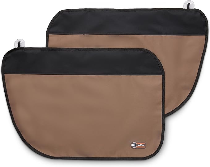K&H Pet Products Car Door Protector for Dogs, 2 Pack Waterproof Interior Pet Car Door Protector from Dog Scratching, Stay Put Cover Design, Fits Most Vehicles, Washable - 27 x 19in Tan