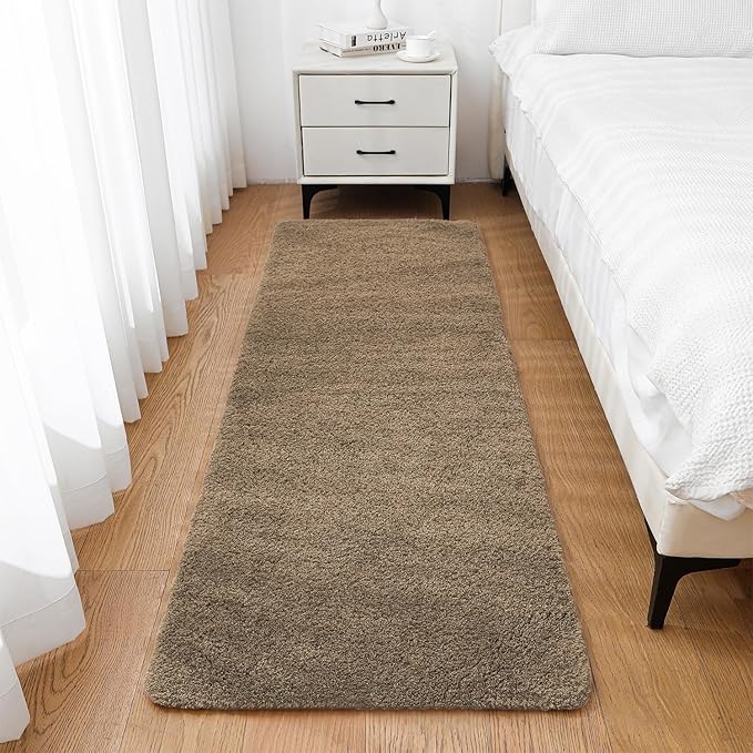 Light Brown Bathroom Rugs Runner 24"x72" - Extra Long Plush Bath Mat, Non Slip Absorbent Microfiber Floor Rug, Washable and Fluffy - Ideal for Bathroom, Kitchen or Pet Mat Use