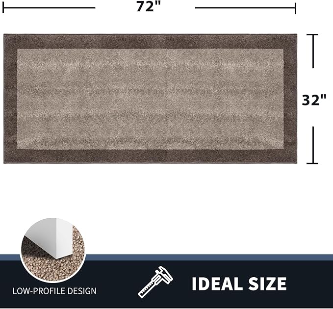 PURRUGS Dirt Trapping Door Mat 32" x 72", Non-Slip Machine Washable Entry Rug, Entrance Mat, Indoor Front Door Mat, Super Absorbent Entryway Rug for Muddy Shoes & Paws, Beige & Grayish Brown