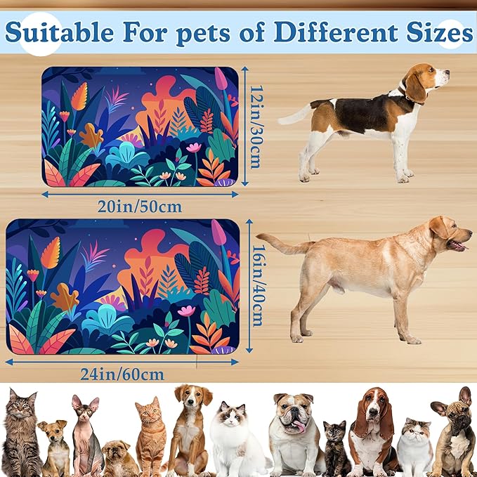 Boho Starry Forest Dog Food Mat–Christmas Stocking Absorbent Quick Dry Feeding Placemat for Food and Water Bowls, Non Slip Rubber Backing, Waterproof Pet Supplies for Mess-Free Eating 16"x24"