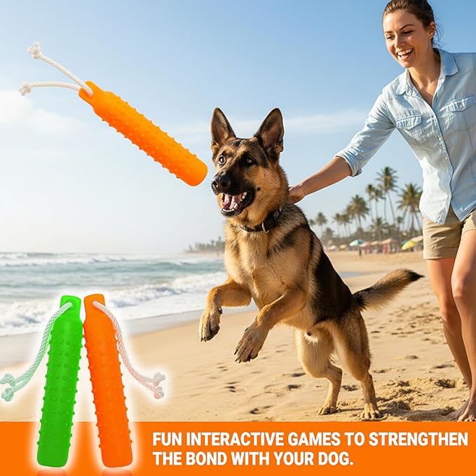Dog Float Toy - Interactive Training Bumper & Fetching Retrieving Dog Water Toys Dummy Outdoor - Lightweight for Float on the Water Pool Fetch Rope Dog Toys for Small, Medium, Large Dogs