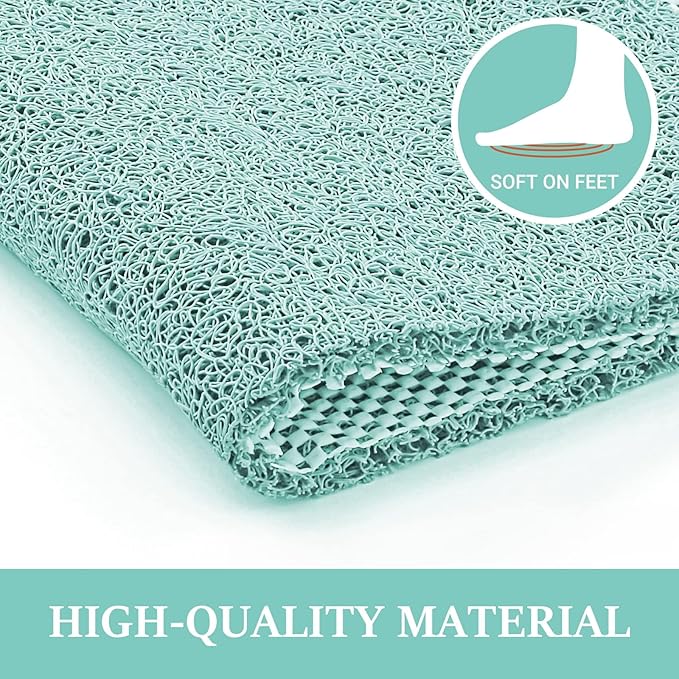 LuxStep Shower Mat Bathtub Mat,24x32 inch, Non-Slip Bath Mat with Drain, Quick Drying PVC Loofah Bathmat for Tub,Shower,Bathroom (Phthalate Free,Green)