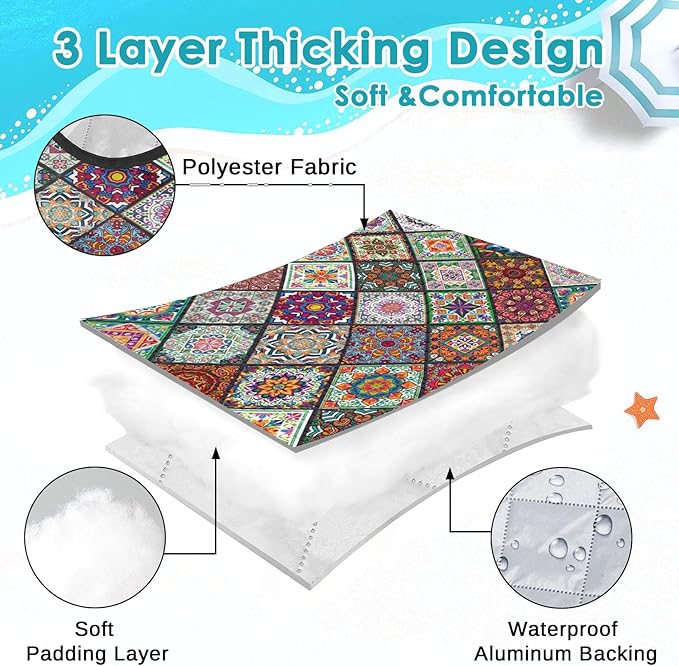 Waterproof Picnic Outdoor Blanket, 79" x 59" Sandproof Foldable Large Picnic Blanket for Beach, Camping, Park, Travel, Concert, Great Gift for Families and Couples (Bohemian Color)