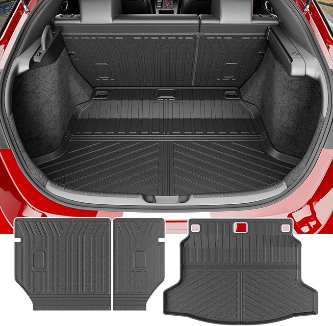 powoq Cargo Mat Compatible with 2022-2026 Honda Civic Hatchback Cargo Liner Trunk Mat Back Seat Protector TPE Replacement for 2022-2026 Honda Civic Accessories (Fit Hatchback,Trunk Mat+Backrest Mats)
