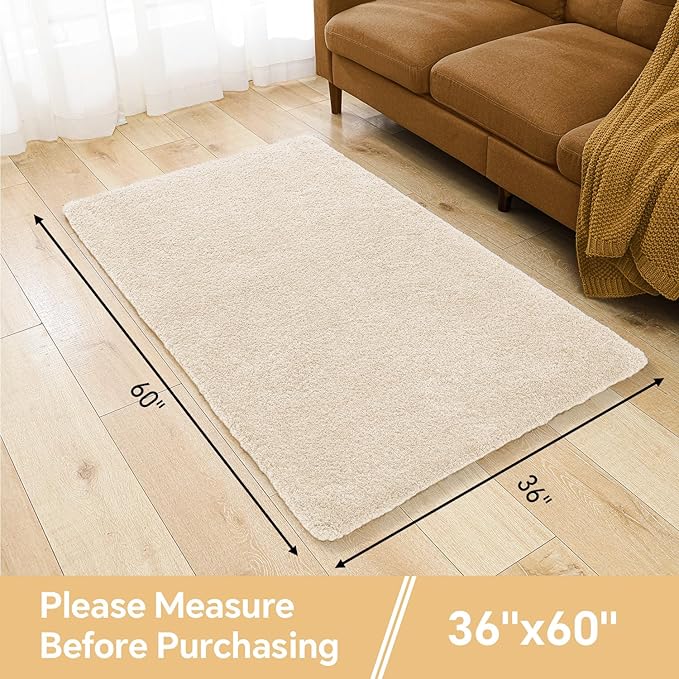 Beige Bathroom Rugs 36"x60" - Extra Large Microfiber Bath Mat, Non Slip Absorbent and Washable Bathroom Rug, Plush Fluffy Floor Mat - Ideal for Spacious Bathrooms or Bedrooms