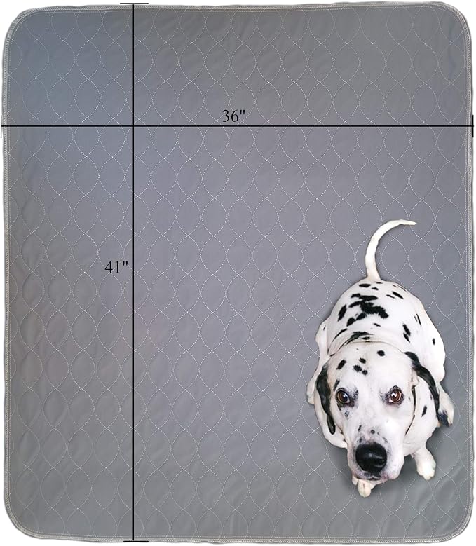 Washable Pee Pads for Dogs | Non-Slip Quick Dry| Fast Absorbing Wee Mat for Playpen Housebreaking Indoor Potty Training Whelping Incontinence Travel (2-Pack 36x41in, Grey Extra Padded)