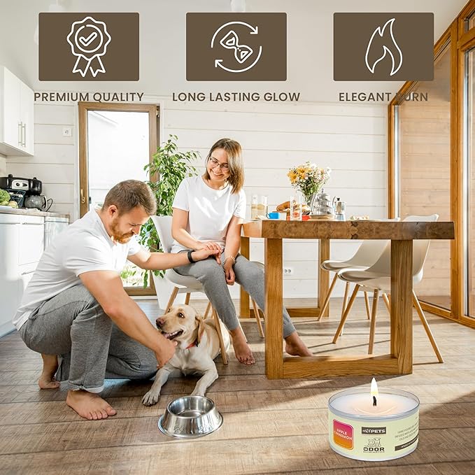 Pet Odor Eliminator Candle for Dogs and Cats Long-Lasting 72-Hour Burn Natural Soy Wax with Refreshing Scent Scented Candle to Remove Pet Smells (Apple Cinnamon)