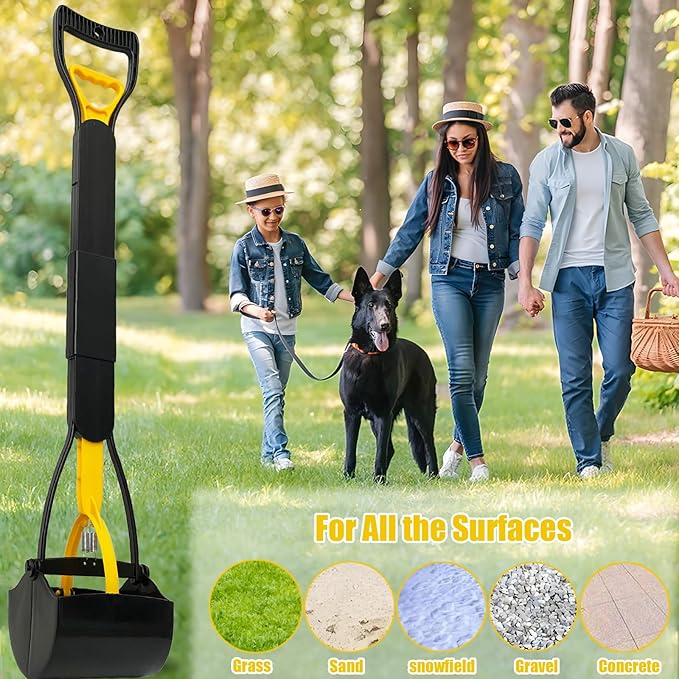 2-Pack Pooper Scooper for Large Small Dogs Heavy Duty, 32" Long Handle Poop Scoop for Yard, Grass, Gravel, Dog Poop Grabber with High Strength Material and Durable Spring