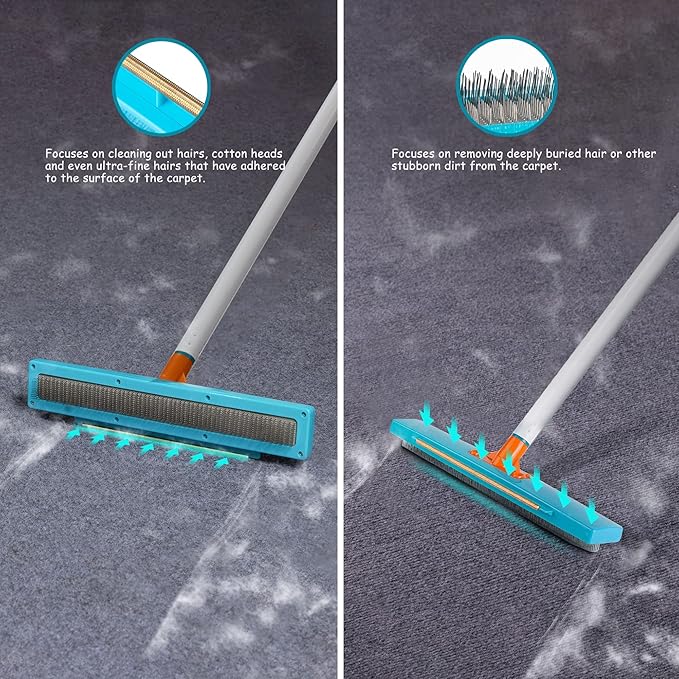 JollLax Carpet Rake-Carpet Hair Removal Tool-Carpet Rake to Fluff Carpet-Carpet Scraper Brush Rug Comb Pet Cat Fur Dog Hair Remover for Couch Furniture Carpet Broom