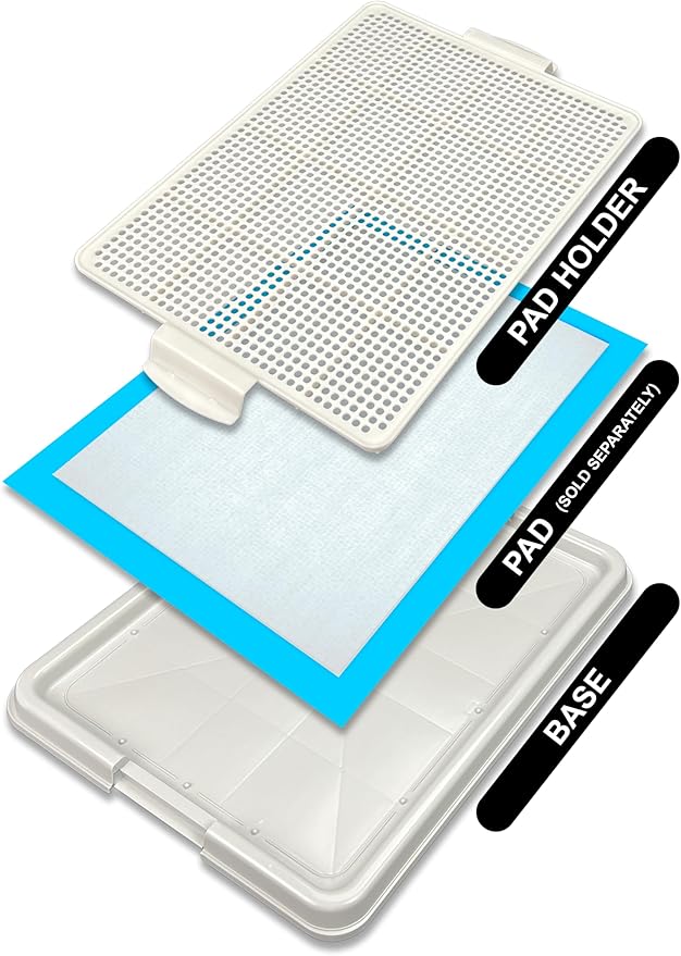 Pets-N-Me Dog Pee Pad Holder, Puppy Potty Training Tray 22.5”X16.5” for Small Dogs (Gray)