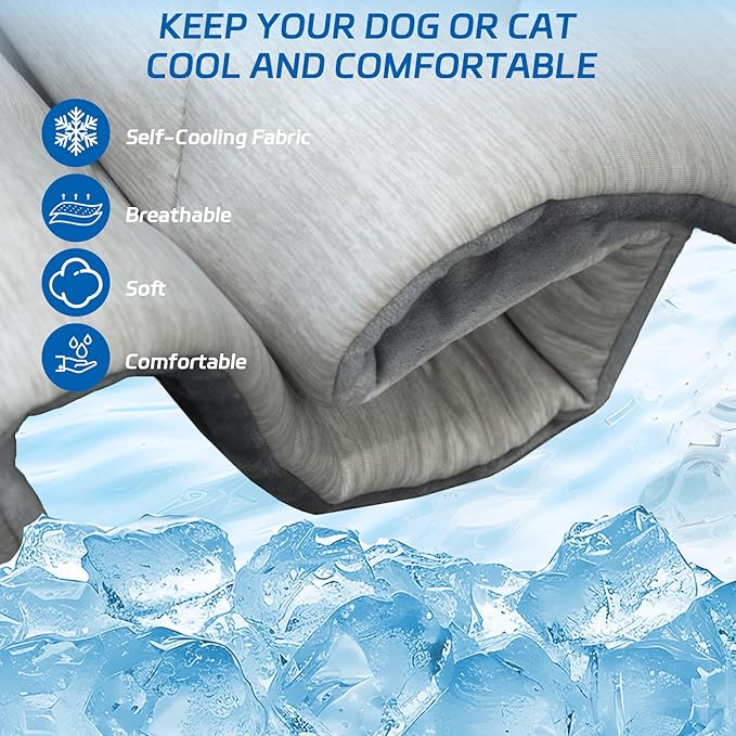 BECROWM Dog Cooling Mat Self Coolings Foldable Cooling Pad for Dog in Summer Coolings Mat for Dogs and Cats Machine Washable (X-Large)