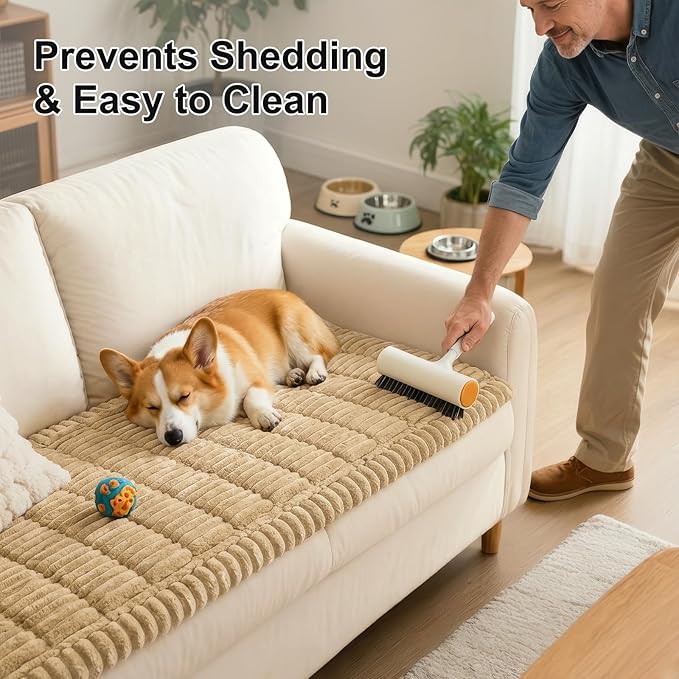 Smiry Couch Cover for Dogs, Non Slip Washable Sofa Protector for Pets, Soft Furniture Cover for Pet, Stylish Sofa Covers, Cozy Protect Against Fur, Dirt & Everyday Messes (Camel, 43" x 82.7")