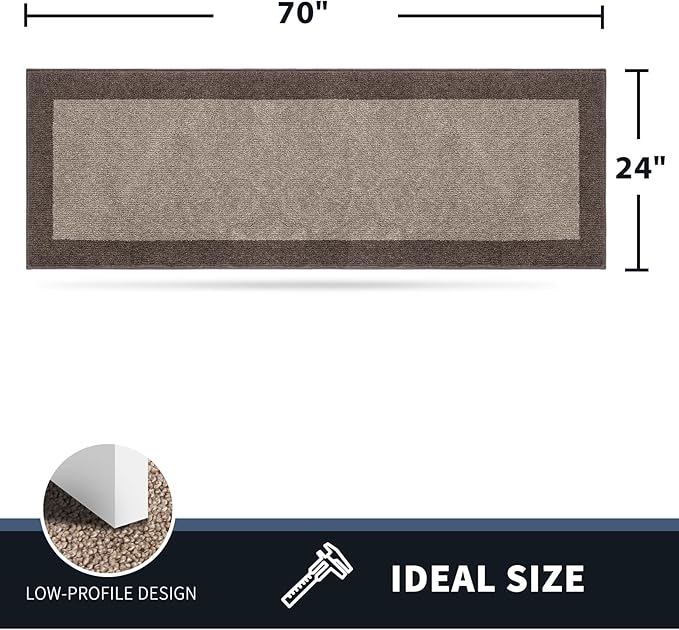 PURRUGS Dirt Trapping Door Mat 24" x 70", Non-Slip Machine Washable Entry Rug, Entrance Mat, Indoor Front Door Mat, Super Absorbent Entryway Rug for Muddy Shoes & Paws, Beige & Grayish Brown