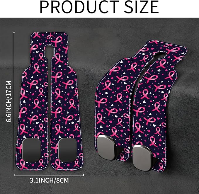 AEWNUNK Car Headrest Purse Hanger Black and White Checkered 1 Pack Bag Purse Holder for Car Premium Leather Double Metal Hook for Handbags, Grocery Bags and Phones