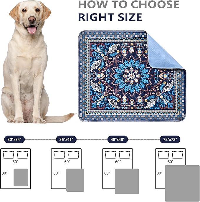 Qeils Washable Pee Pads, Reusable Puppy Pads Super Absorbent Leakproof Dog Training Pads, Non-Slip Wee Wee Pads for Crate, Floor, Potty Pads Feeding Mat Dog Pee 2 Pack 48"x48"