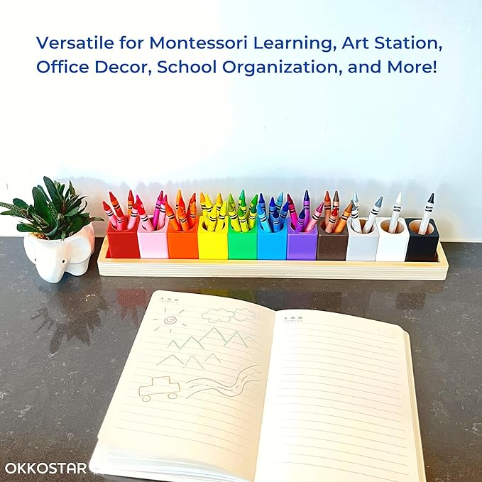 Montessori Crayon Holder for Kids - Craft Supply Organizer - Classroom Storage Caddy Case - Perfect for Colored Pencils [Crayons or Pencils NOT Included] (Standard)