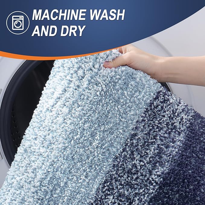 OLANLY Bathroom Rugs Mat 40x24, Extra Soft Absorbent Microfiber Bath Rugs, Rubber Backing, Quick Dry, Machine Washable Bath Mats for Bathroom Floor, Tub and Shower, Home Decor Accessories, Airy Blue