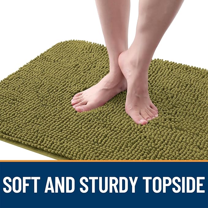 OLANLY Dog Door Mat for Muddy Paws 59x24, Absorbs Moisture and Dirt, Absorbent Non-Slip Washable Doormat, Quick Dry Chenille Mud Mat, Entry Indoor Entryway Carpet for Inside Floor, Willow Green