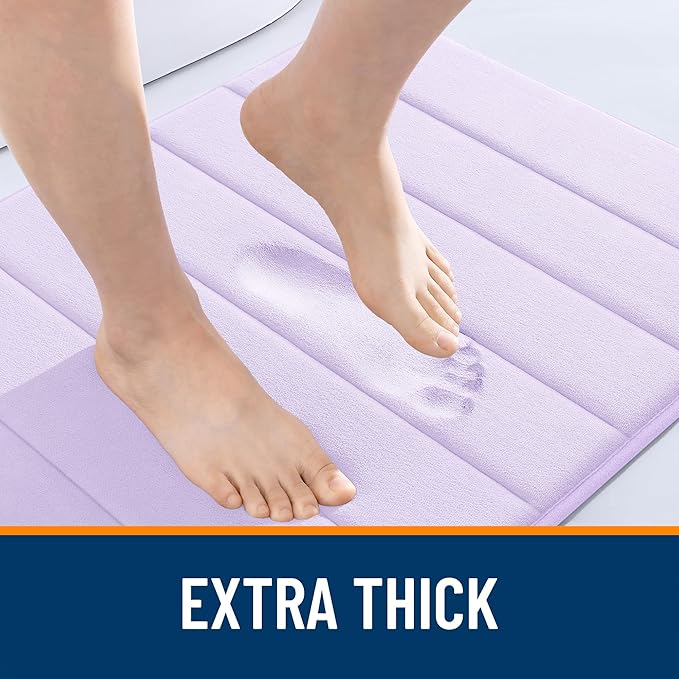OLANLY Memory Foam Bath Mat 36x24, Super Soft Absorbent Bathroom Rugs, Quick Dry, Machine Washable Shower Floor Rugs, Bathmat Carpet, Bathroom Home Decor Accessories, Lavender