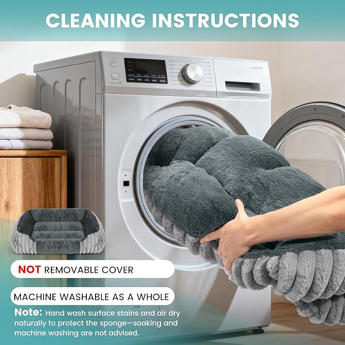 Dog Beds for Medium Dogs 32x24 Inch, Comfort-Sided Orthopedic Dog Bed Couch with Breathable Shredded Memory Foam, Faux Rabbit Fur Pet Bed, Non-Detachable, Non-Slip, Machine Washable