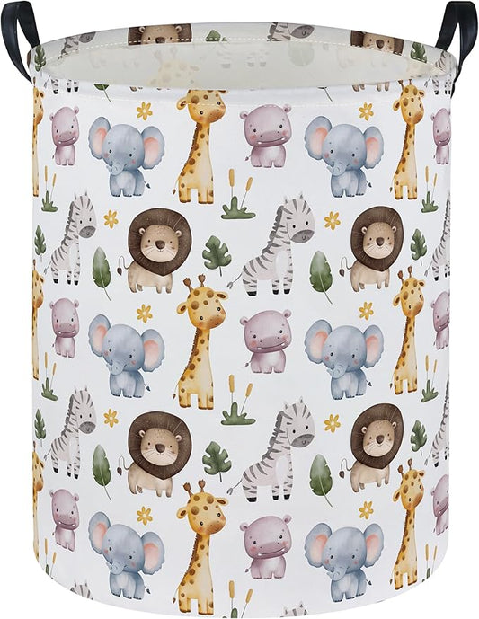 Kids Laundry Basket Animal Hamper for Nursery Boy and Girl Cute Kids Toys Storage Bin Organizer Room Decor for Home(Zoo)