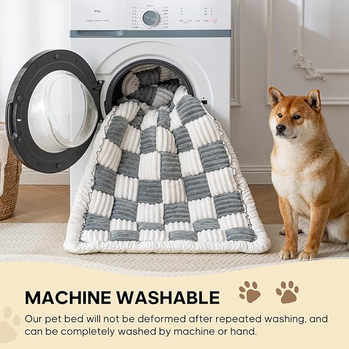 Npetrsnug Backseat Pet Bed Mat, Non-Slip Plaid Dog Bed for Car Back Seat, Flannel Backseat Dog Bed, Fit for Backseat Extenders and Trucks SUVs (Bluegrey&White, 24.8x54 inch)