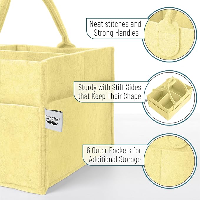 Mr. Pen- Baby Diaper Caddy Organizer, Lemon Glow, Nursery Storage Bin and Car Organizer for Diapers and Baby Wipes