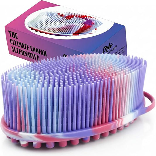 Avilana Premium Silicone Body Scrubber - 8 Years Trusted Since 2017 - SGS Certified Food Grade Dual Sided Bath Brush, Quick-Dry Exfoliating Loofah Alternative, Massage Brush Sensitive Skin Women Men